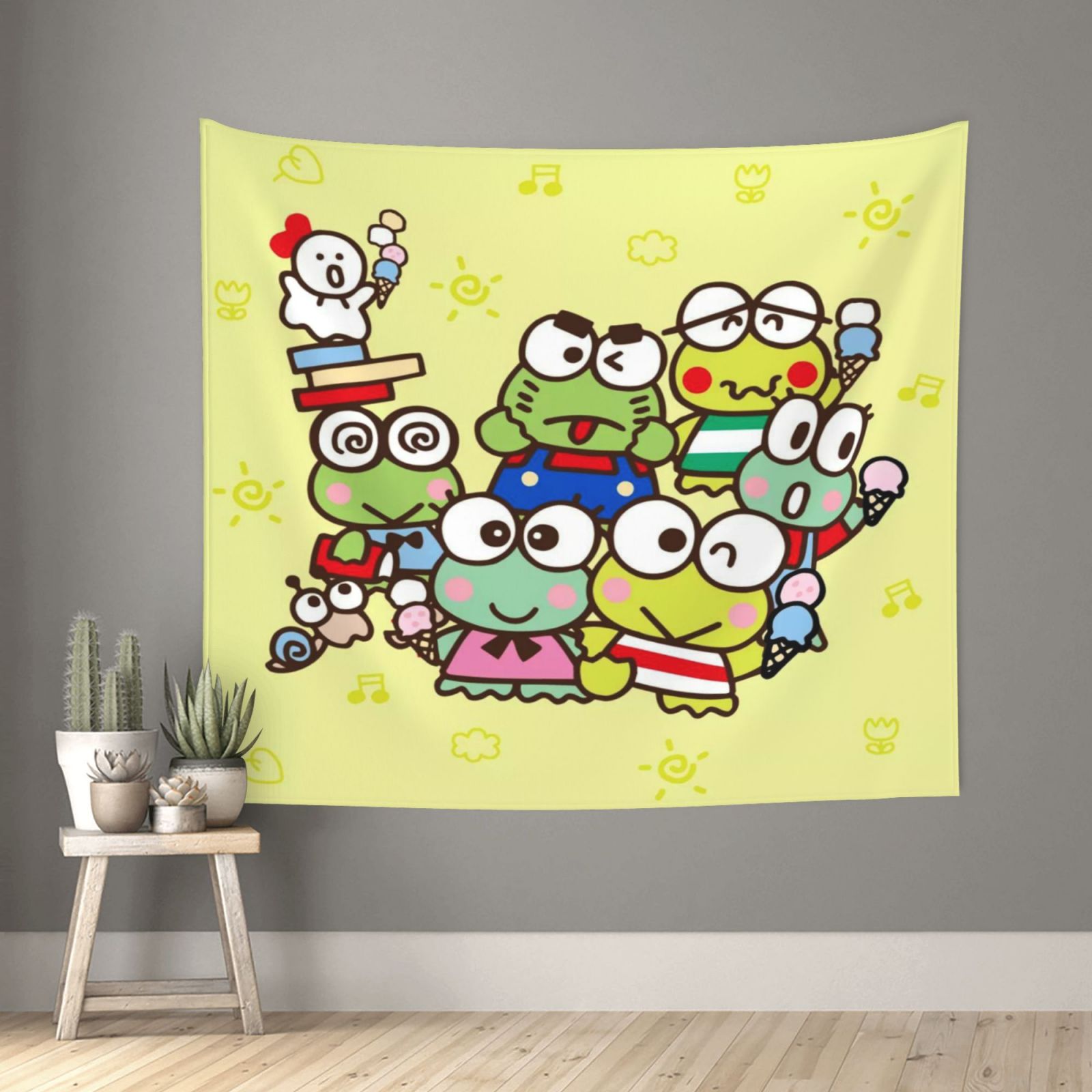 Keroppi Wall Tapestry Anime Poster For Bedroom Aesthetics Funny Room Decor Flag Wall Hanging For Teen Girls Men Dorm Living Room 29x37in